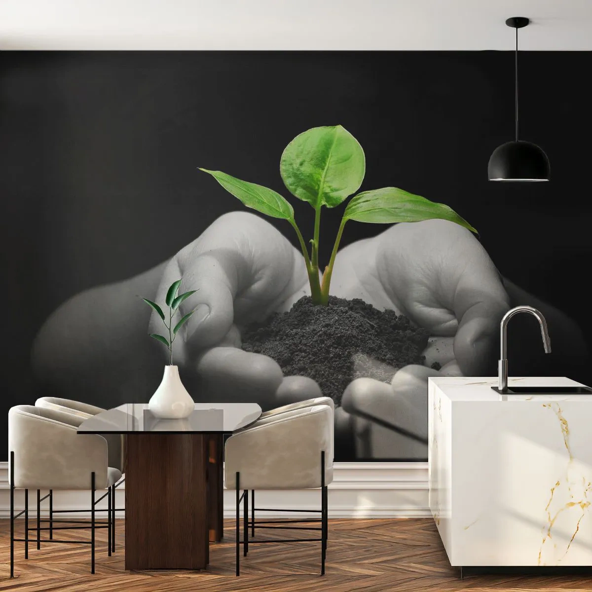 Fototapete Premium Sand - Ich liebe die Natur, ich beschütze sie - Natur, Leben, Anlage - 450x315 cm