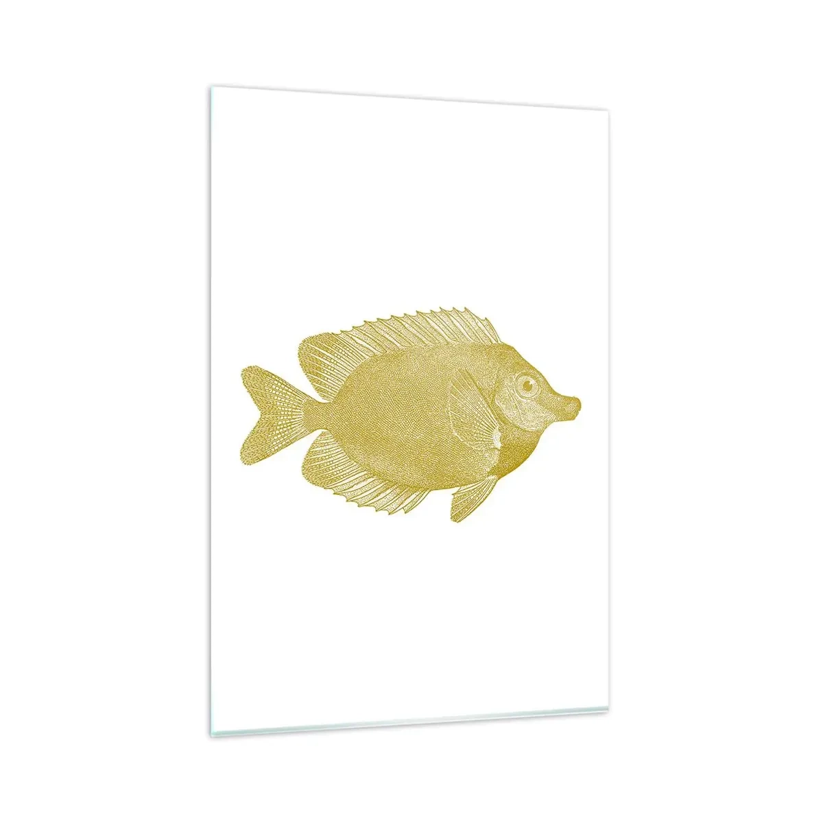 Glasbild - Bild auf glas - Vintage Goldfisch auf hellem Hintergrund - 80x120cm - Fisch und das war’s - Moderne Wanddekoration für Wohnzimmer und Schlafzimmer ARTTOR