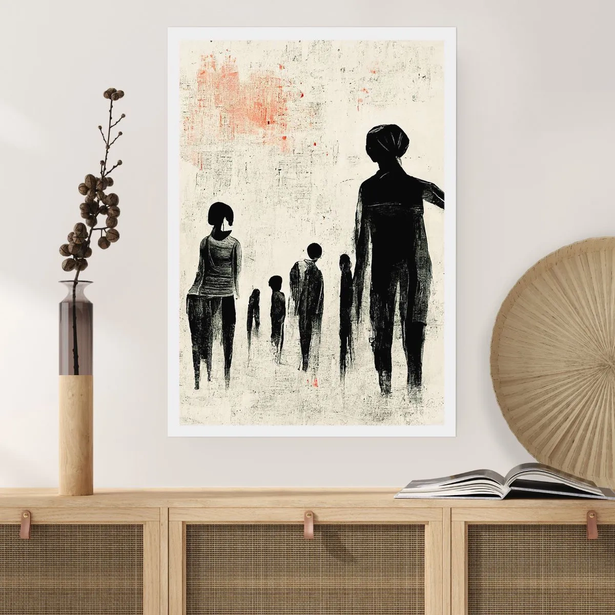 Poster - Abstrakte Darstellung einer Figur in monochromen Farben - 50x70cm - Gegen die Einsamkeit - Moderne Wanddekoration für Wohnzimmer und Schlafzimmer ARTTOR