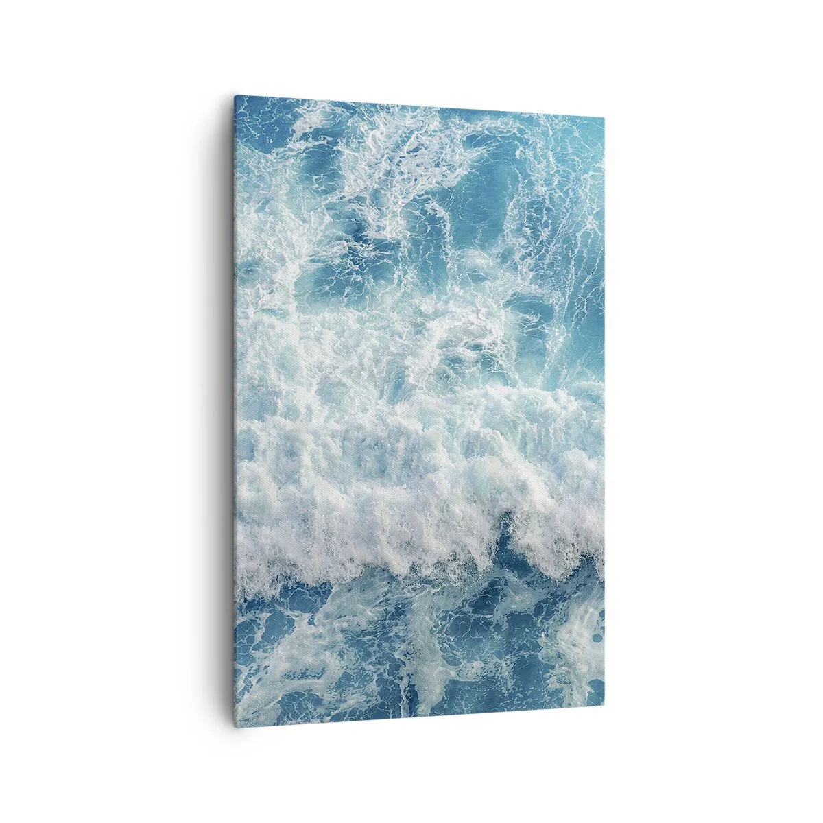Bild auf Leinwand - Leinwandbild - Dynamische Meereswellen in Blautönen - 80x120cm - Freudig und springend - Moderne Wanddekoration für Wohnzimmer und Schlafzimmer ARTTOR
