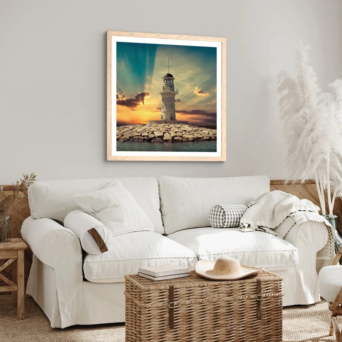 Poster in einem Rahmen aus heller Eiche - Licht - Gut - Schönheit - 50x50 cm