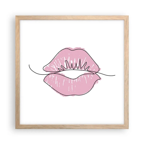Poster in einem Rahmen aus heller Eiche - Bereit zum Küssen? - 40x40 cm