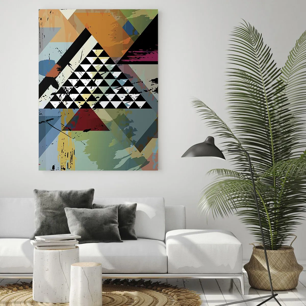 Glasbild - Bild auf glas - Eine abstrakte Komposition aus geometrischen Formen und Farben. - 80x120cm - Wie einfach ist es - Moderne Wanddekoration für Wohnzimmer und Schlafzimmer ARTTOR