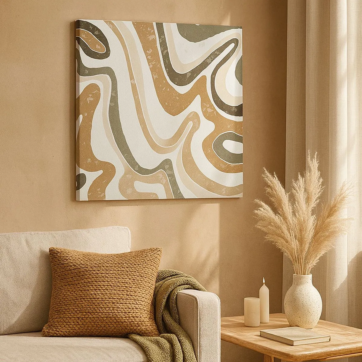 Bild auf Leinwand - Leinwandbild - Mäander in Erdfarben - 30x30 cm