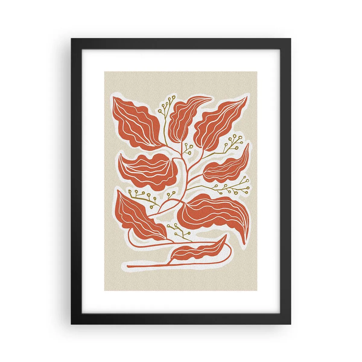 Poster in einem schwarzem Rahmen - Im Folkstil und korallenartig - 30x40 cm