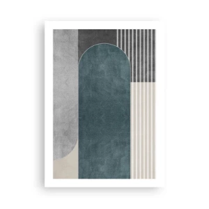 Poster - Geometrische Komposition in Grün- und Grautönen - 50x70cm - Komposition auf der Ebene - Moderne Wanddekoration für Wohnzimmer und Schlafzimmer ARTTOR