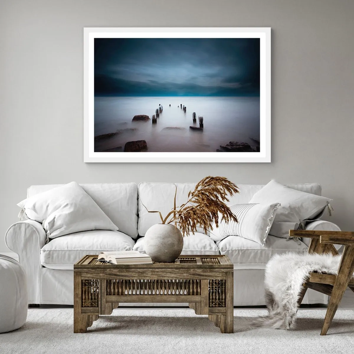 Poster in einem weißen Rahmen - Nachdenklicher See - 30x30 cm
