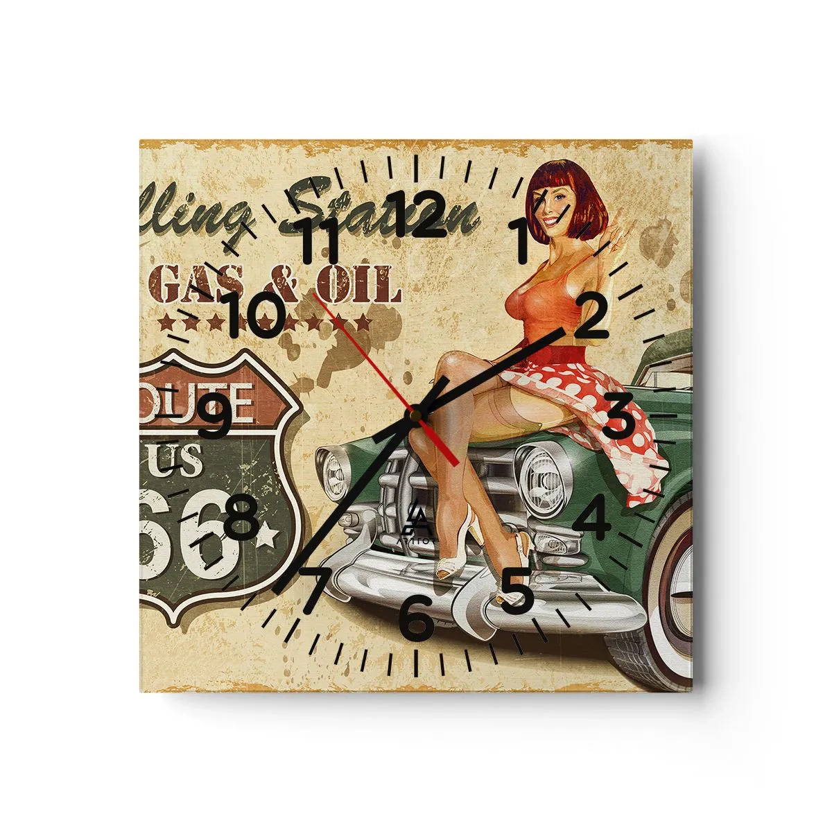 Wanduhr - Glasuhr - Die großen Jahre der 40er. - 30x30 cm