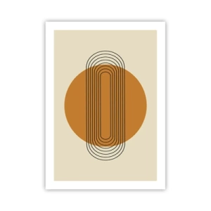 Poster - Geometrisches Muster mit orangefarbenen Kreisen und Linien - 50x70cm - Perfekter Plan - Moderne Wanddekoration für Wohnzimmer und Schlafzimmer ARTTOR