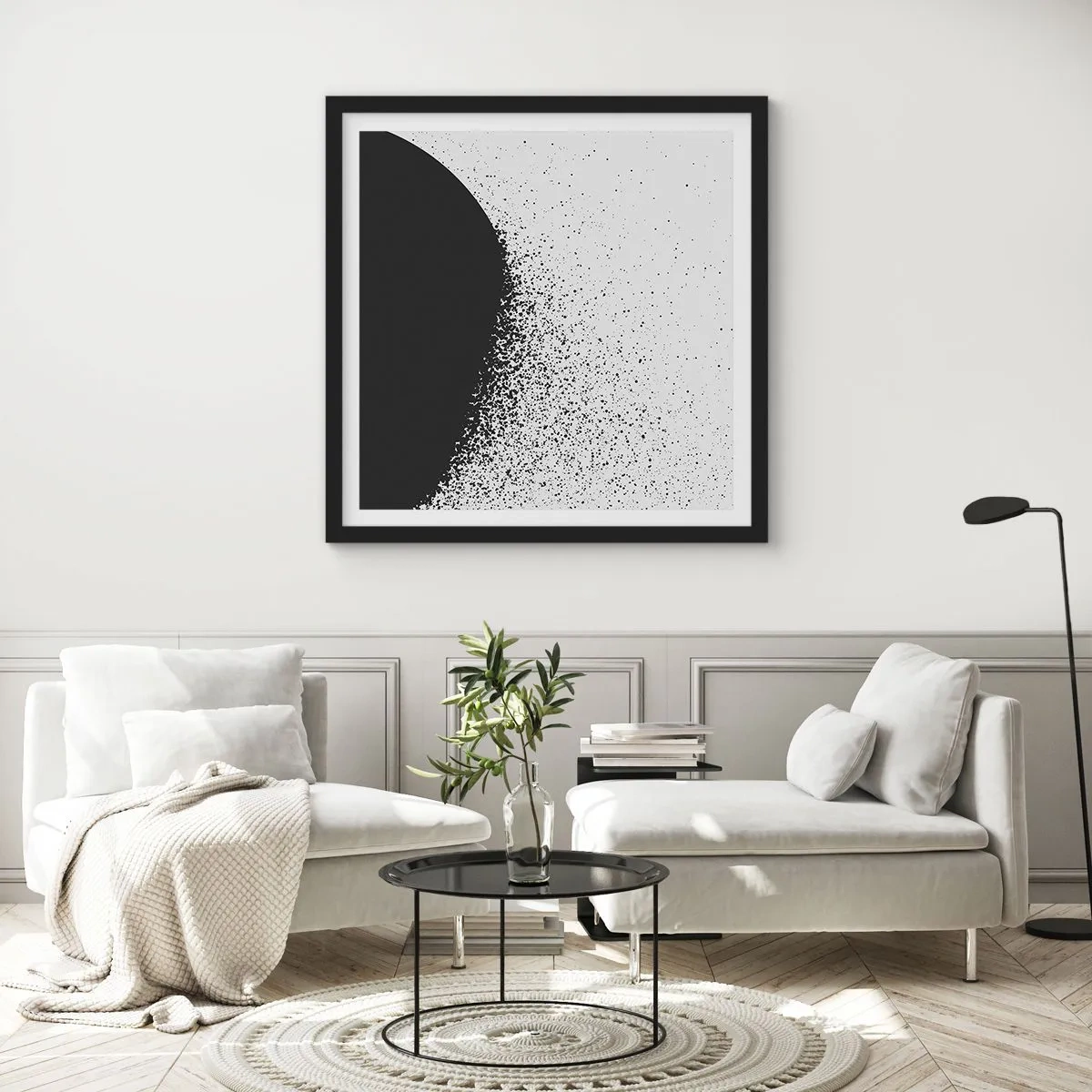 Poster in einem schwarzem Rahmen - Bewegung von Molekülen - 30x30 cm