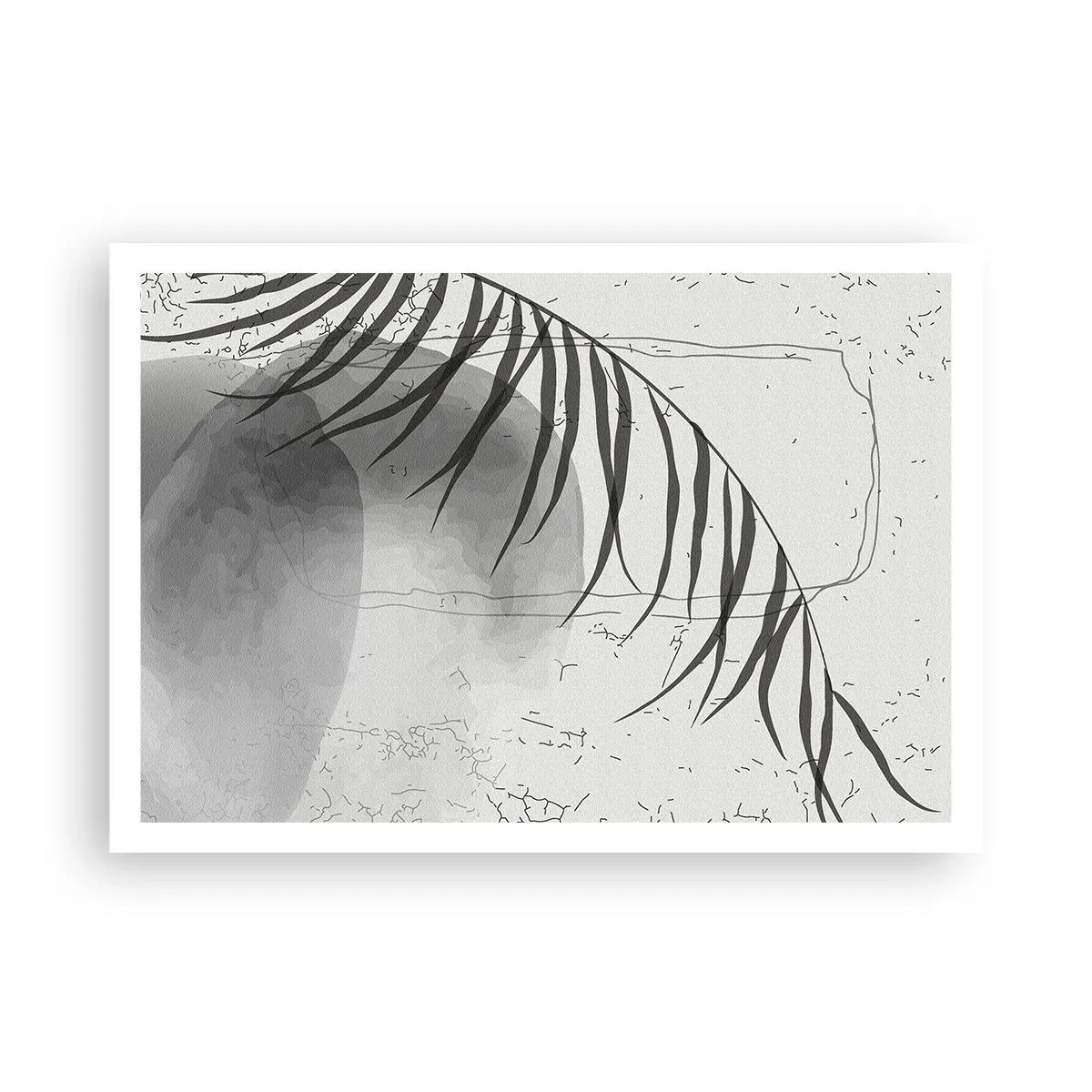 Poster - Ein zartes Palmblattmotiv auf hellem Untergrund im skandinavischen Stil. - 100x70cm - Subtile Exotik der Natur - Moderne Wanddekoration für Wohnzimmer und Schlafzimmer ARTTOR