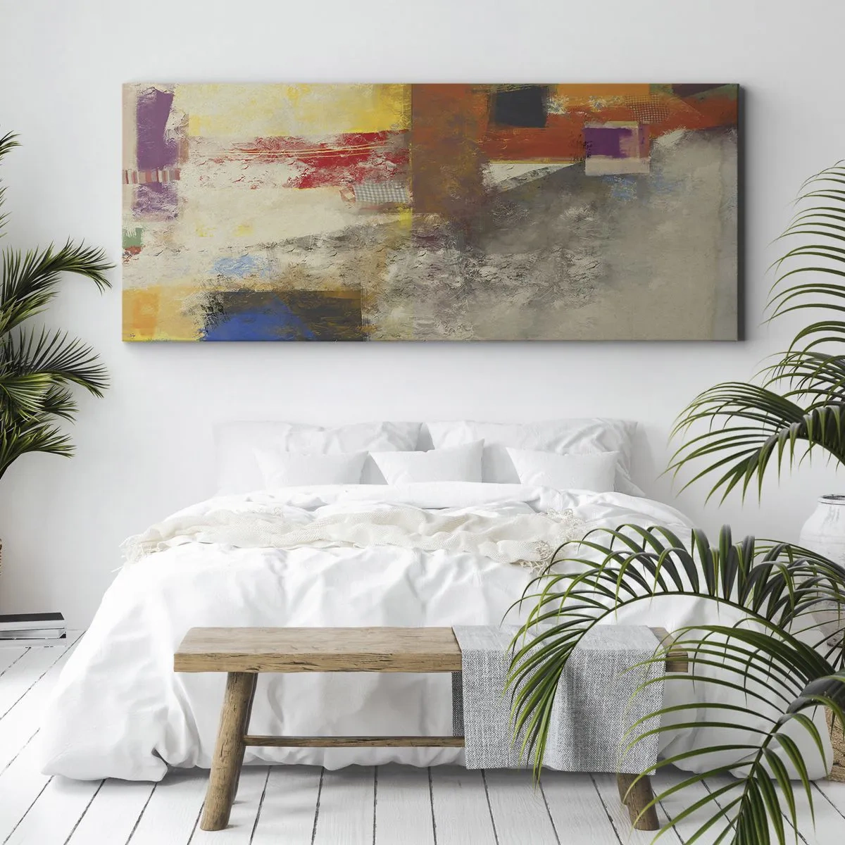 Bild auf Leinwand - Leinwandbild - Geometrie der Farben - 90x30 cm