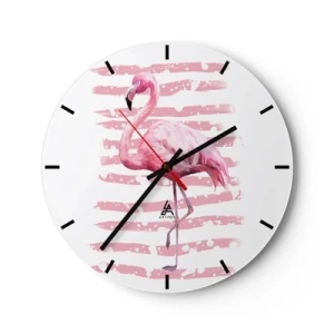Wanduhr - Glasuhr - In Würde, aber in Pink - 40x40 cm