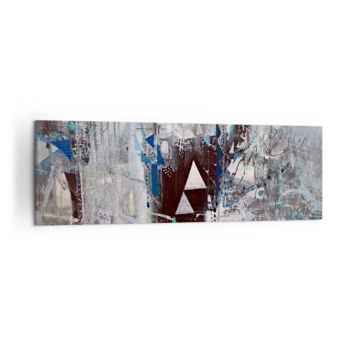 Bild auf Leinwand - Leinwandbild - Abstrakte Komposition mit Dreiecken und geometrischen Mustern - 160x50cm - Überschreibende Reihenfolge der Dreiecke - Moderne Wanddekoration für Wohnzimmer und Schlafzimmer ARTTOR