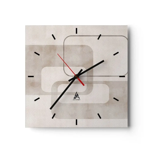 Wanduhr - Glasuhr - Eine minimalistische Komposition mit Rechtecken in Beigetönen auf dezentem Hintergrund. - 30x30cm - Geometrische Fuge - Moderne Wanddekoration für Wohnzimmer und Schlafzimmer ARTTOR