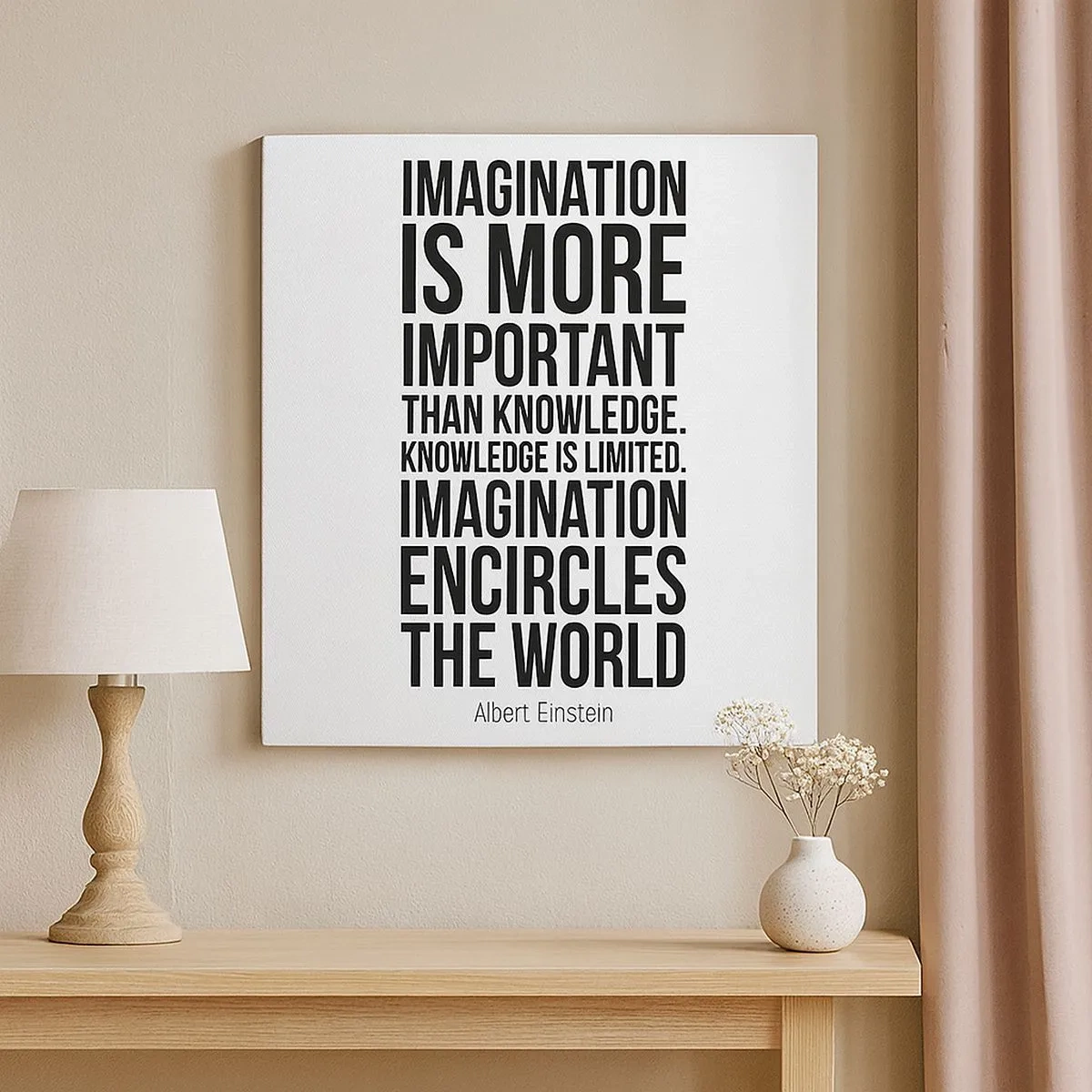 Bild auf Leinwand - Leinwandbild - Einstein über die Kraft der Vorstellungskraft - 30x30 cm