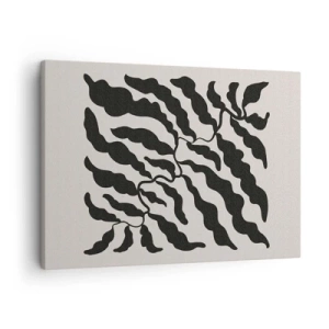 Bild auf Leinwand - Leinwandbild - Zweige mit Blättern in Schwarz auf hellem Hintergrund - 70x50cm - Natur des Quadrats - Moderne Wanddekoration für Wohnzimmer und Schlafzimmer ARTTOR