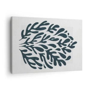 Bild auf Leinwand - Leinwandbild - Dunkles abstraktes Blattmotiv auf hellem Hintergrund - 70x50cm - Formen der Natur - Moderne Wanddekoration für Wohnzimmer und Schlafzimmer ARTTOR