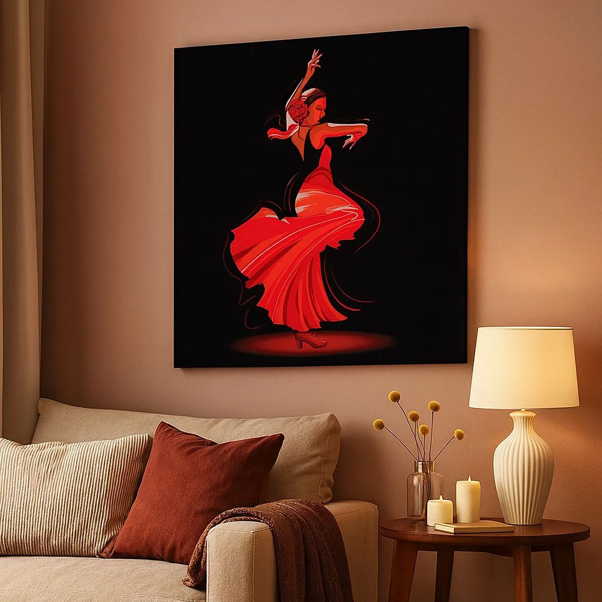 Bild auf Leinwand - Leinwandbild - Der feurige Geist des Flamenco - 30x30 cm