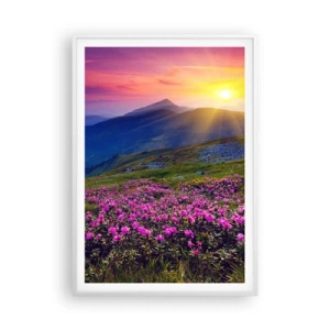 Poster in einem weißen Rahmen - … Und drumherum duftet es nach Latschenkiefer und dem Duft von Kräutern - 70x100 cm