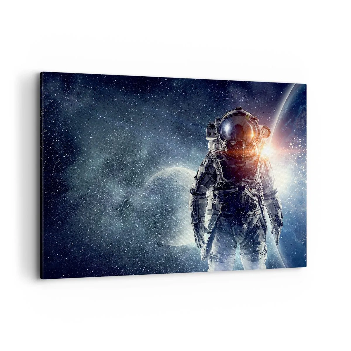 Bild auf Leinwand - Leinwandbild - Astronaut vor dem Hintergrund des Weltraums und des Planeten Erde - 100x70cm - Weltraumabenteuer - Moderne Wanddekoration für Wohnzimmer und Schlafzimmer ARTTOR