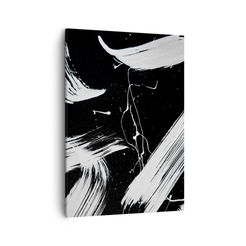 Bild auf Leinwand - Leinwandbild - Abstrakte weiße Striche auf schwarzem Hintergrund - 50x70cm - Dunkelheit durchbrechen - Moderne Wanddekoration für Wohnzimmer und Schlafzimmer ARTTOR