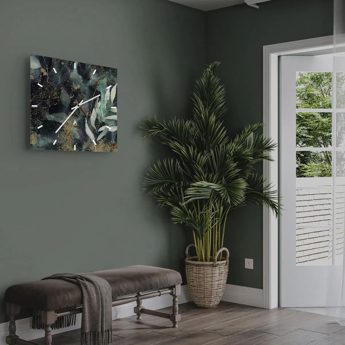 Wanduhr - Glasuhr - Zaubergarten - 40x40 cm