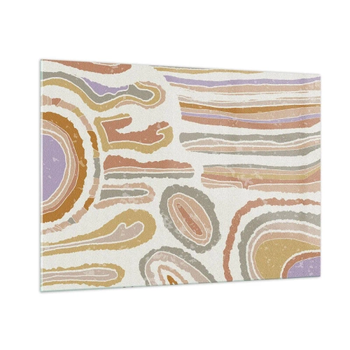 Glasbild - Bild auf glas - Bunte abstrakte Formen, die an mineralische Querschnitte erinnern - 100x70cm - Bunte Querschnitte - Moderne Wanddekoration für Wohnzimmer und Schlafzimmer ARTTOR