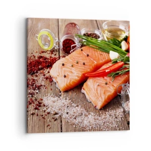 Bild auf Leinwand - Leinwandbild - Norwegisches Abenteuer in der Küche - 70x70 cm