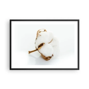 Poster in einem schwarzem Rahmen - Ein Baumwollzweig auf hellem Hintergrund in minimalistischem Ansatz - 70x50cm - Von Natur aus weich - Moderne Wanddekoration für Wohnzimmer und Schlafzimmer ARTTOR