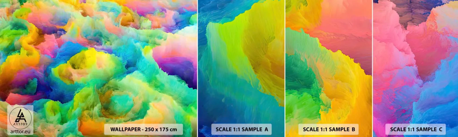 Fototapetenmuster Standard Eco - Regenbogen unten - Abstraktion, Stück, Pastellfarben - 100x30 cm