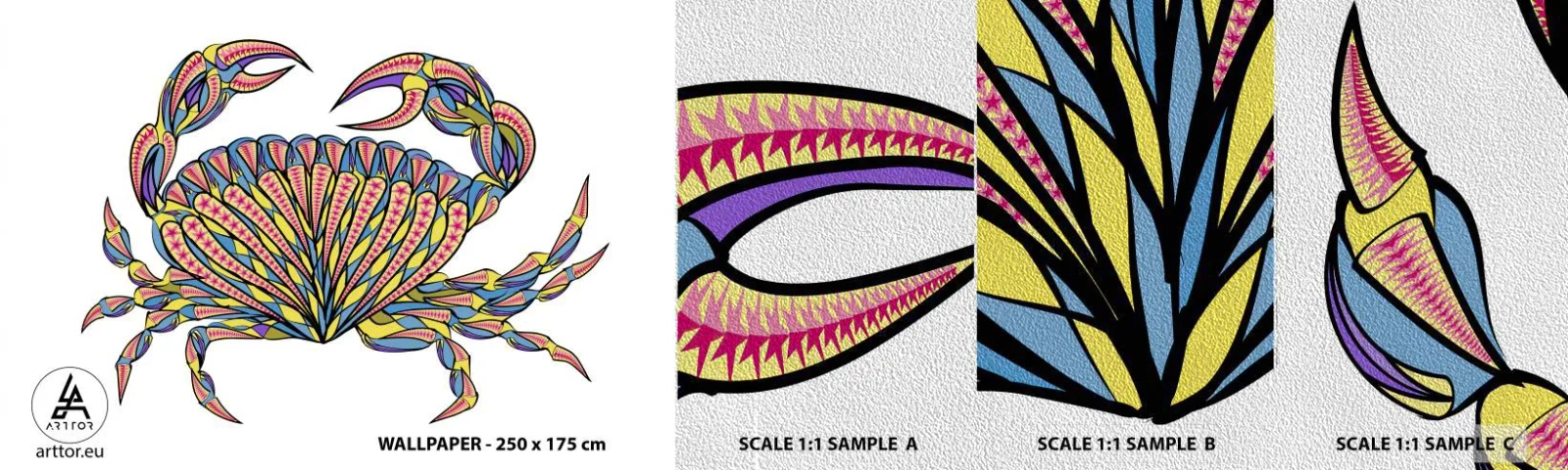 Fototapeten Muster Premium Sand - Meeresschmuck - Krabbe, Für Kinder, Grafik - 100x30 cm