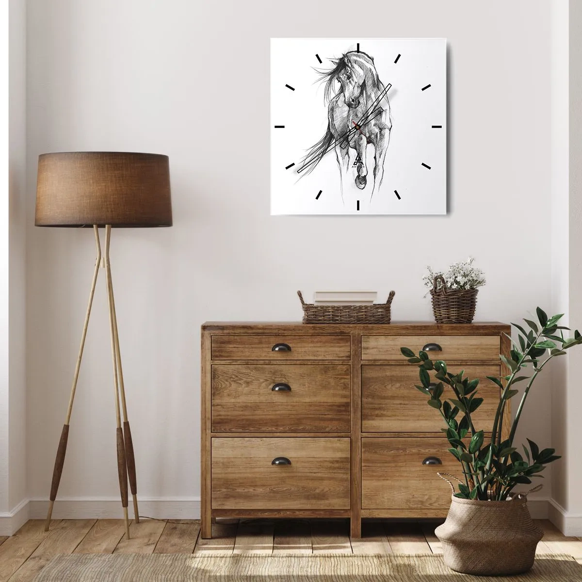 Wanduhr - Glasuhr - Im anmutigen Trab - 30x30 cm