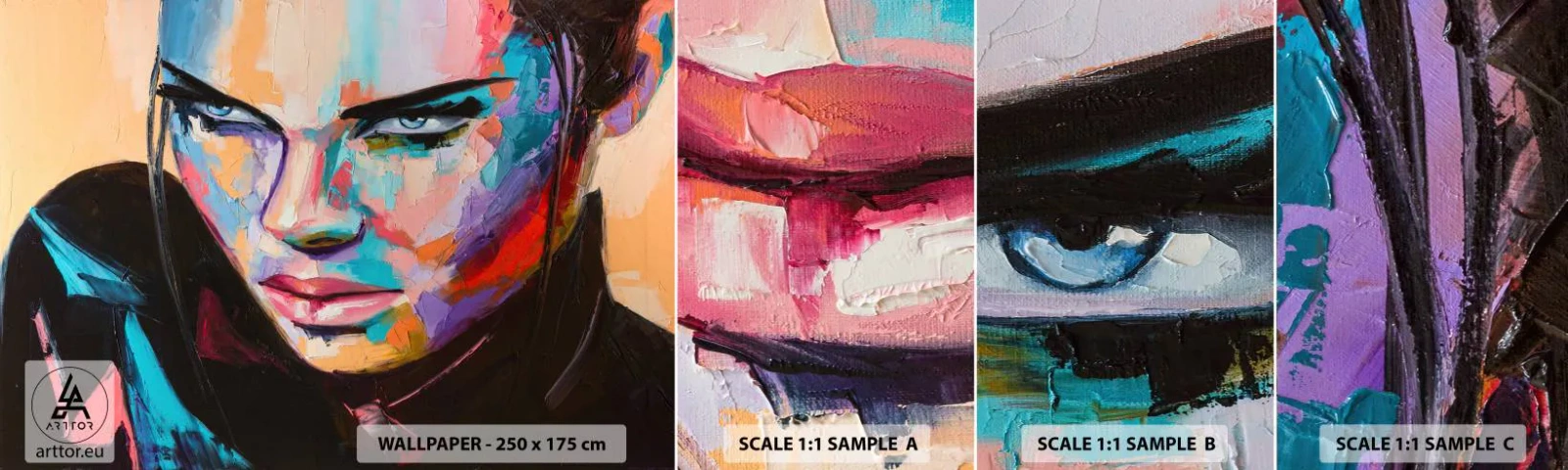 Fototapeten Muster Selbstklebend Deluxe Sticker - Wild im Herzen - Frau, Porträt einer Frau, Mädchen - 100x30 cm