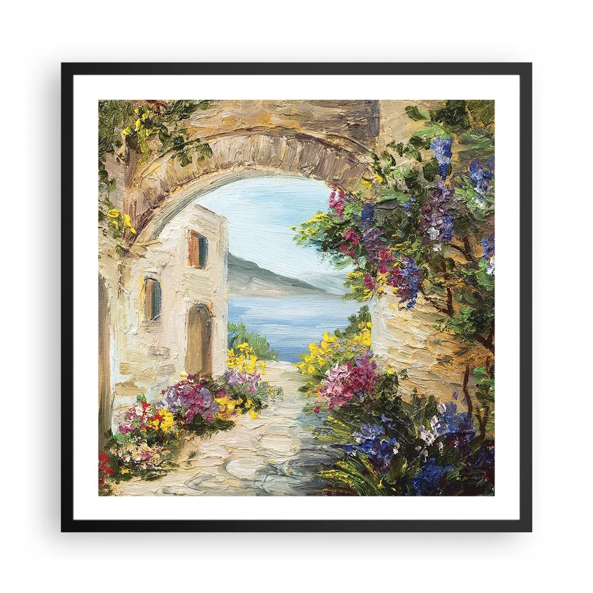 Poster in einem schwarzem Rahmen - Charme einer Küstenprovinz - 60x60 cm