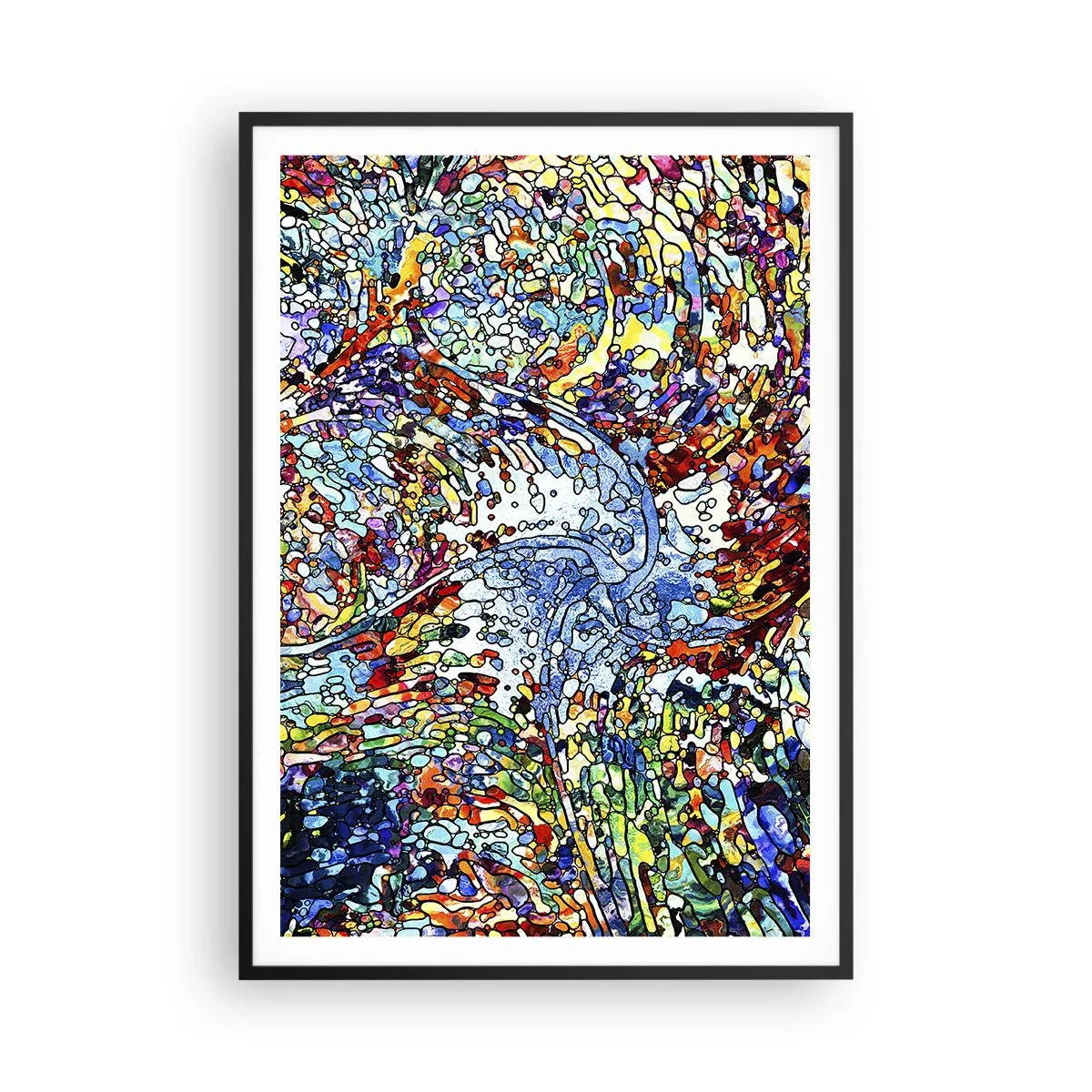Poster in einem schwarzem Rahmen - Glasmalerei Wassertropfen - 70x100 cm