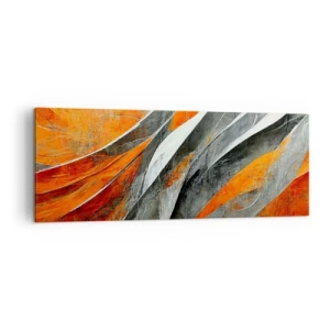 Bild auf Leinwand - Leinwandbild - Abstrakte Linien in Orange- und Grautönen - 140x50cm - Hitze und Kälte - Moderne Wanddekoration für Wohnzimmer und Schlafzimmer ARTTOR