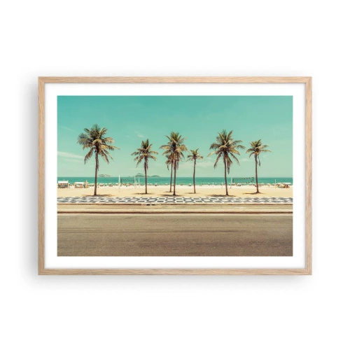 Poster in einem Rahmen aus heller Eiche - Beim Bewachen des Strandes - 70x50 cm