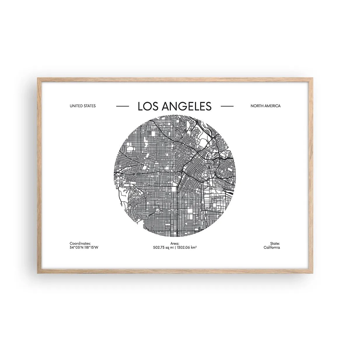 Poster in einem Rahmen aus heller Eiche - Anatomie von Los Angeles - 100x70 cm