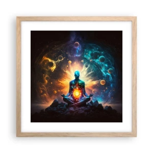 Poster in einem Rahmen aus heller Eiche - Kosmischer Frieden - 40x40 cm