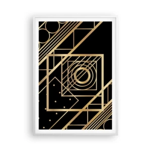 Poster in einem weißen Rahmen - Goldene Geometrie - 70x100 cm