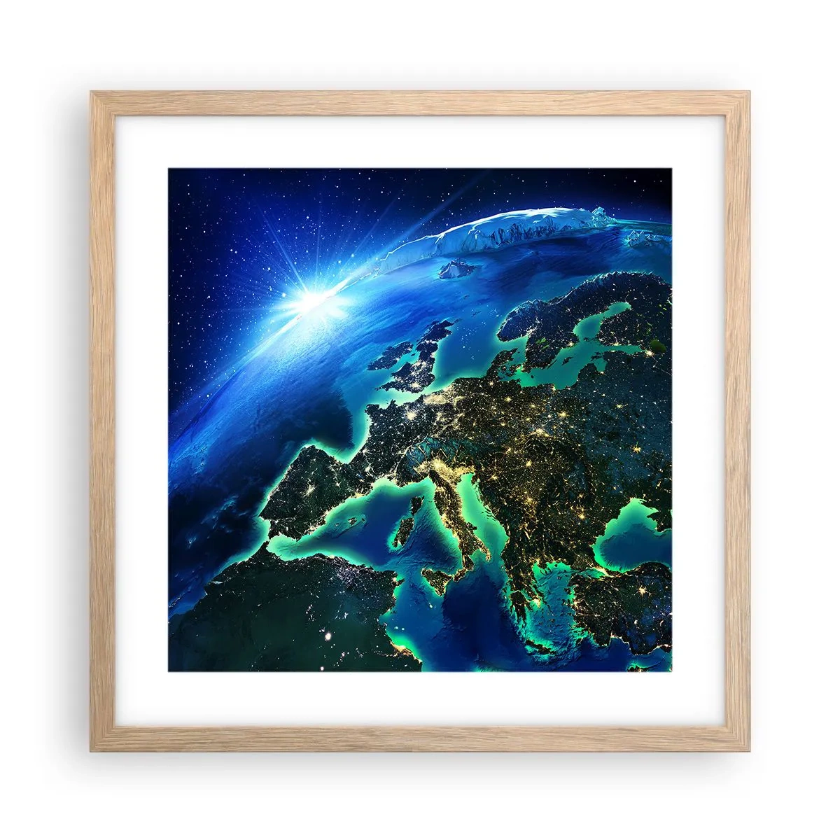 Poster in einem Rahmen aus heller Eiche - Funkelndes Europa - 40x40 cm