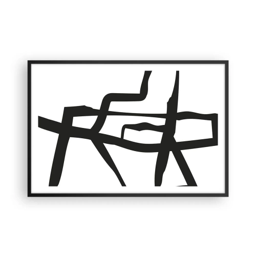 Poster in einem schwarzem Rahmen - Schwarz-Weiß-Design - 91x61 cm