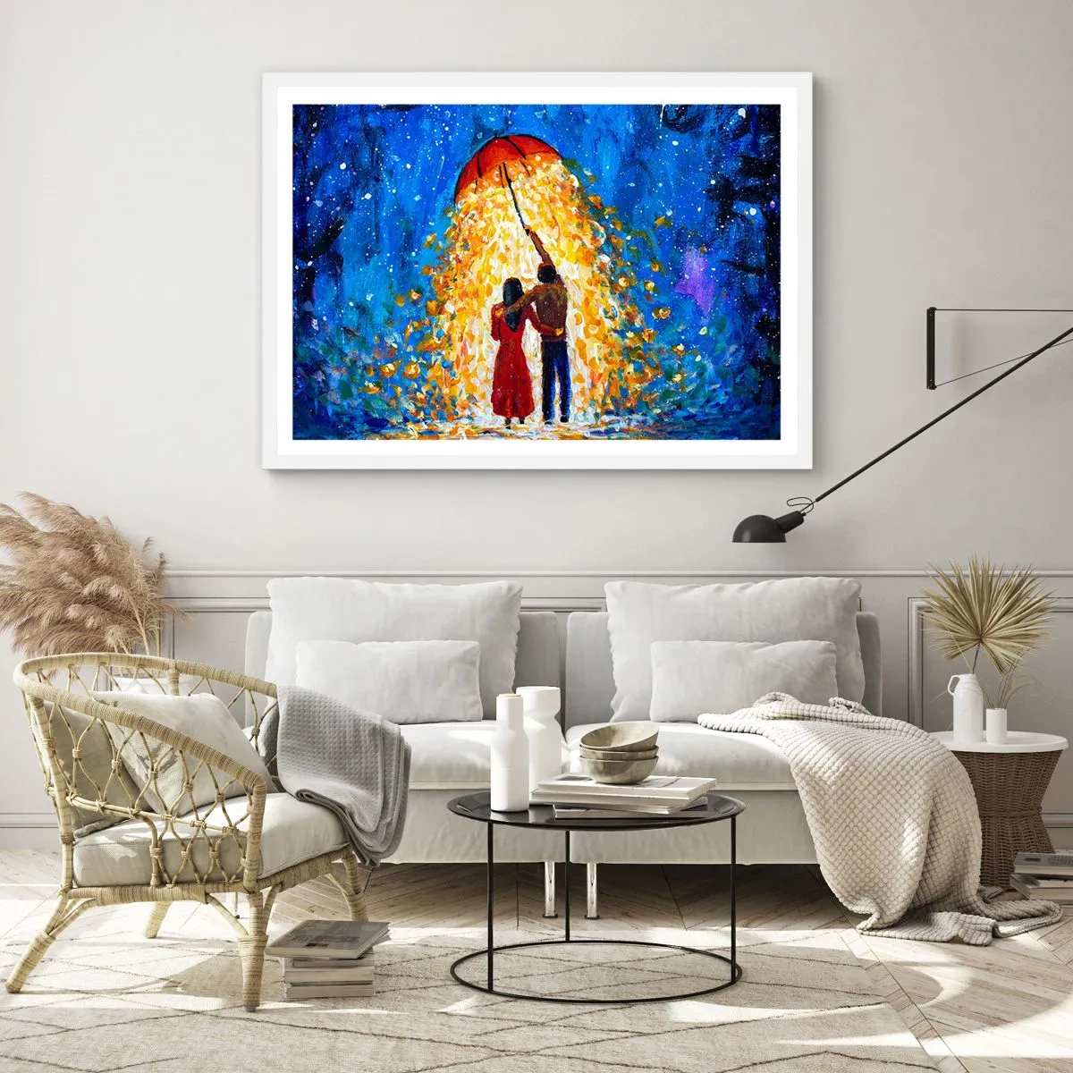 Poster in einem weißen Rahmen - Zauber eines Regenabends? - 40x30 cm