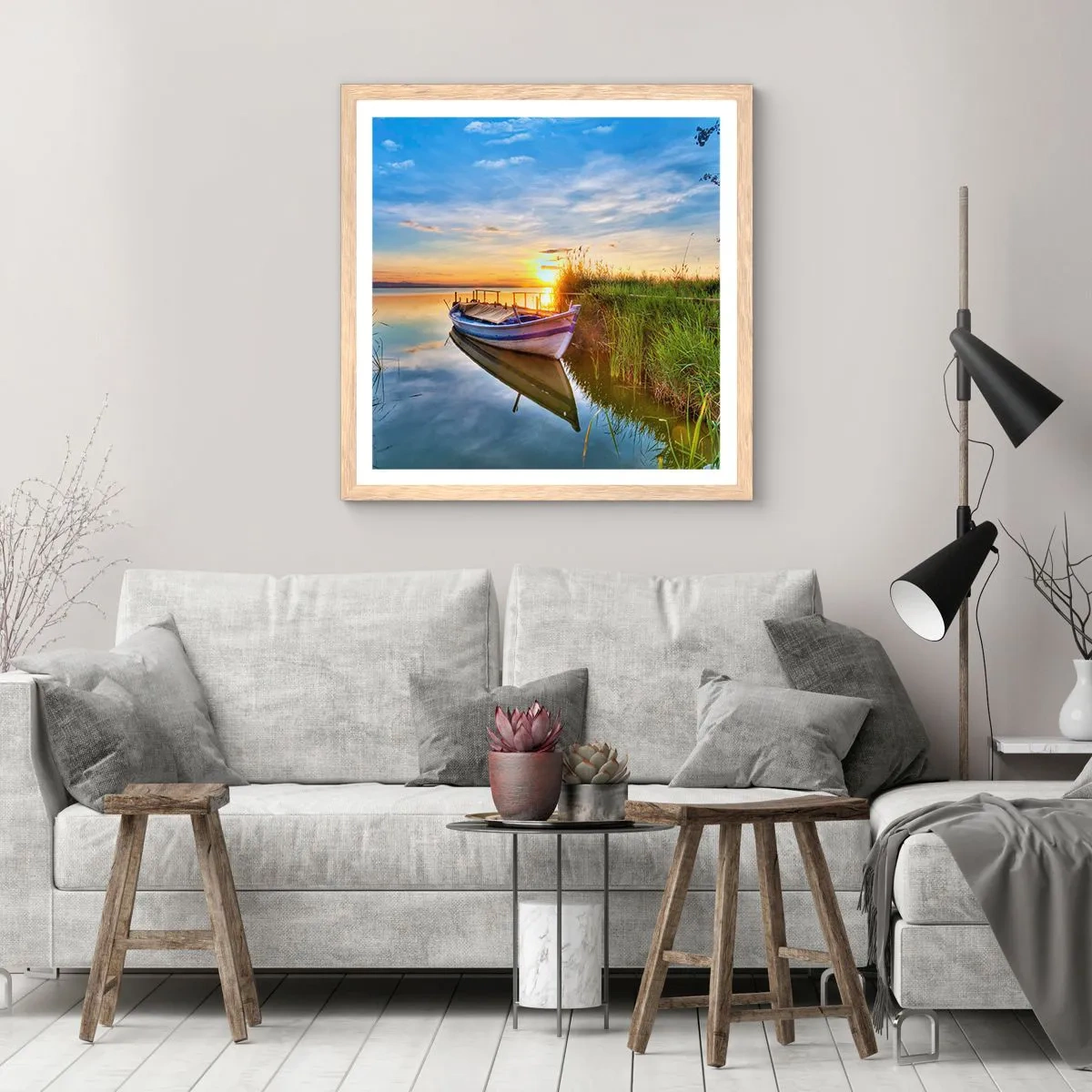 Poster in einem Rahmen aus heller Eiche - Bucht erfüllter Träume - 40x40 cm