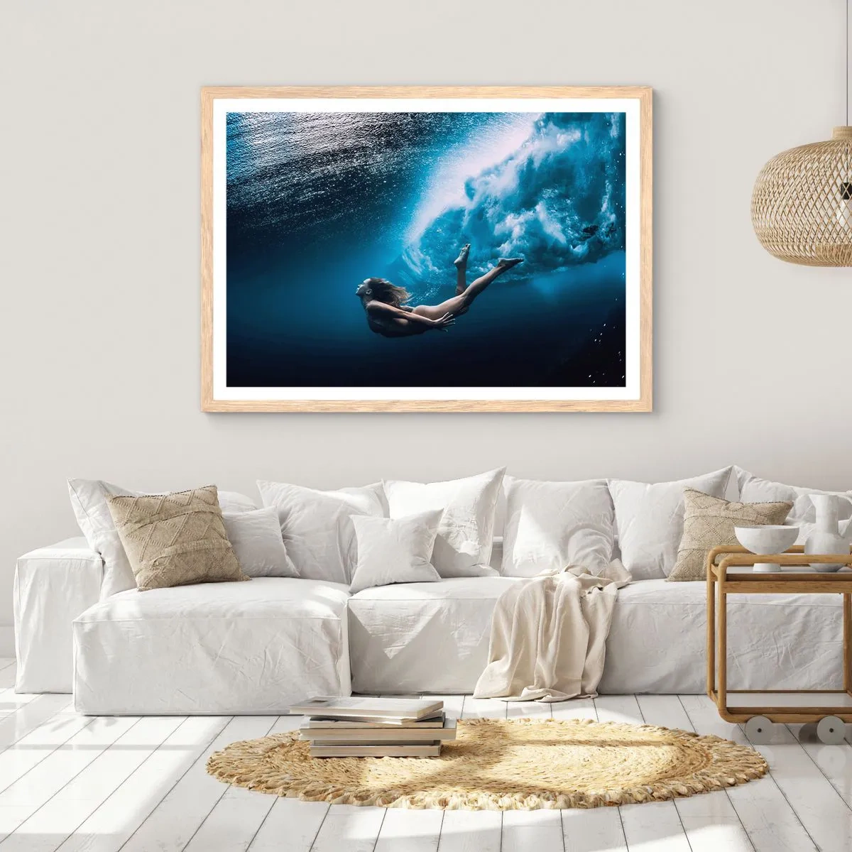 Poster in einem Rahmen aus heller Eiche - Moderne Meerjungfrau - 40x30 cm