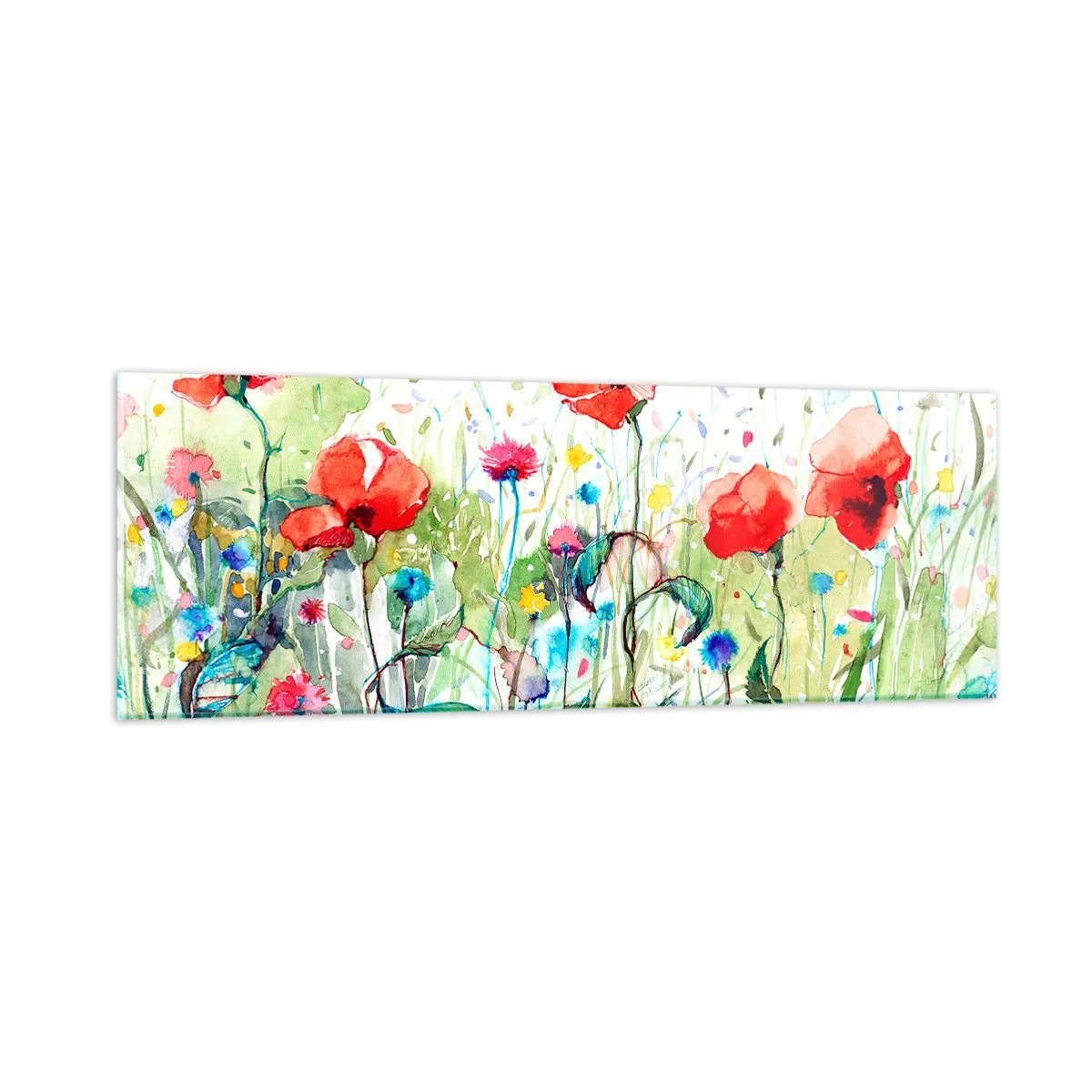 Glasbild - Bild auf glas - Blühende Maiwiese - 90x30 cm