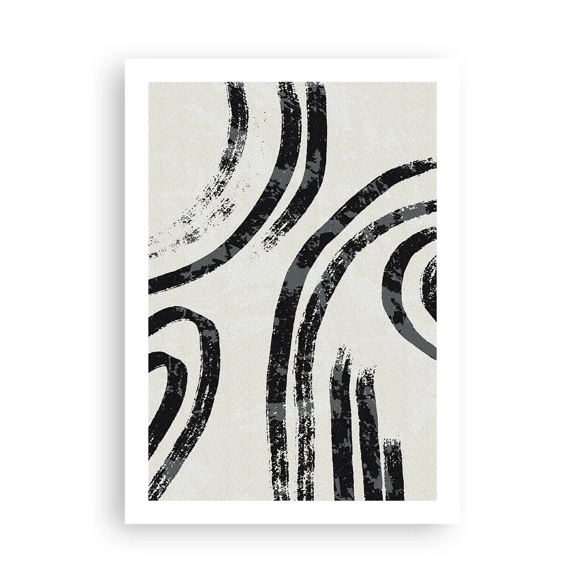 Poster - Abstrakte schwarze Linien auf hellem Hintergrund - 50x70cm - Bei Hälfte angehalten - Moderne Wanddekoration für Wohnzimmer und Schlafzimmer ARTTOR