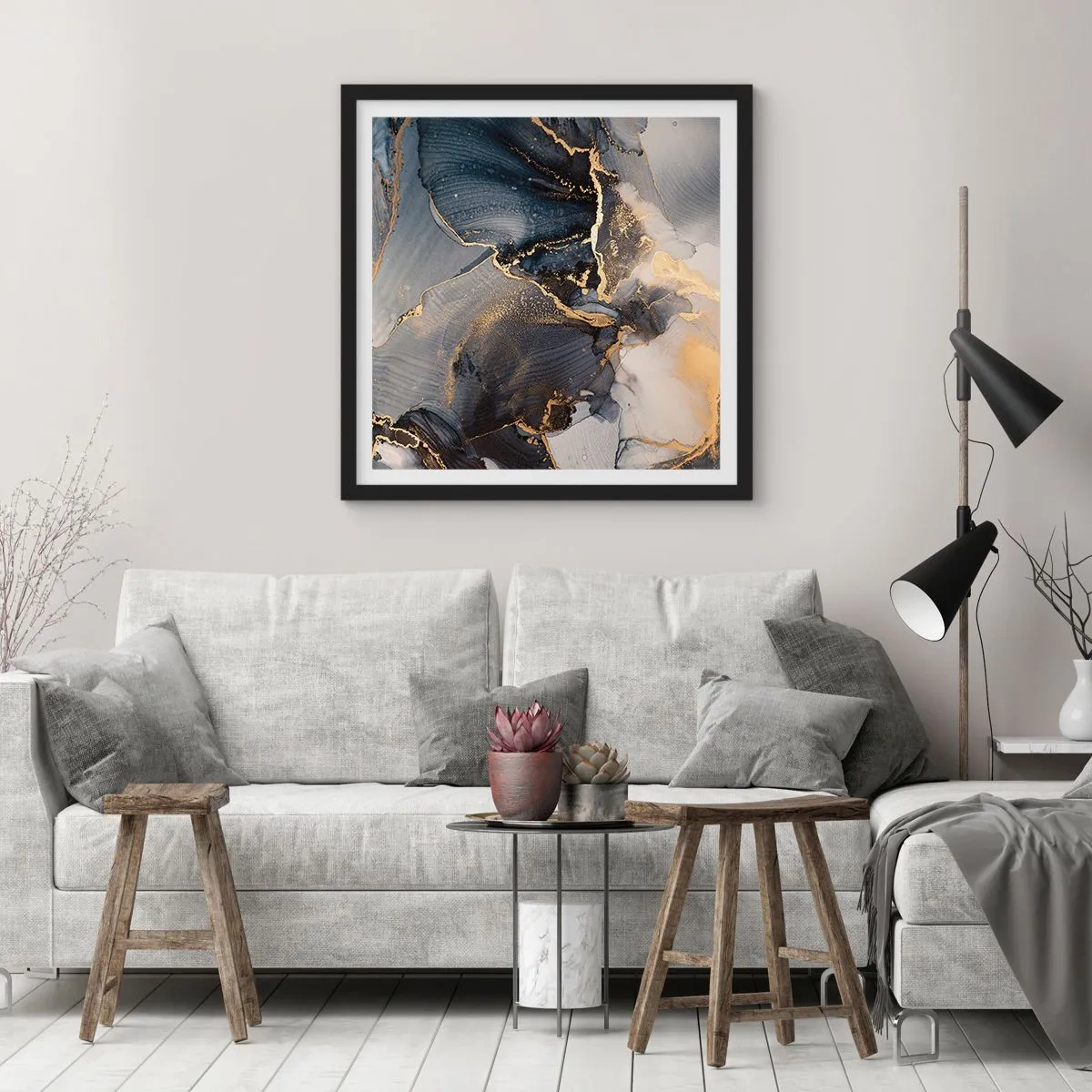 Poster in einem schwarzem Rahmen - Leben aus Stein - 30x30 cm