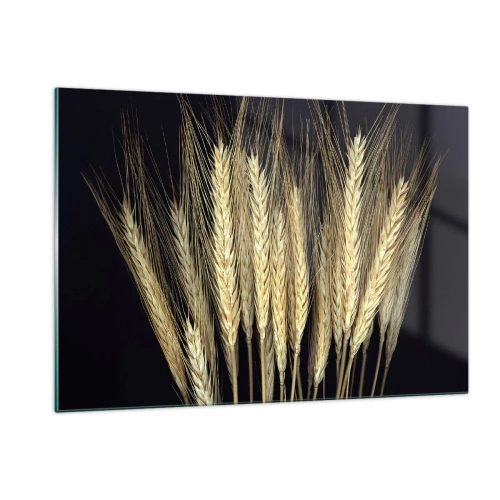 Glasbild - Bild auf glas - Maserung in warmen Tönen auf schwarzem Hintergrund - 120x80cm - Rustikale Magie - Moderne Wanddekoration für Wohnzimmer und Schlafzimmer ARTTOR